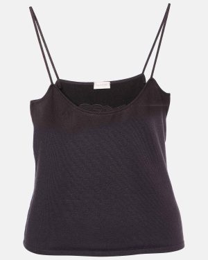 Valentino Vintage Brown Jersey Lace Trim Camisole Top L