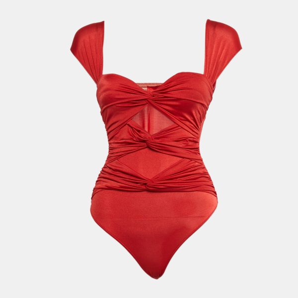 Valentino Wolford Red Lycra String Bodysuit S