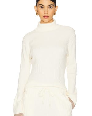 Varley Ravena Rib Knit High Neck Top in Ivory. Size M, S, XL, XS.