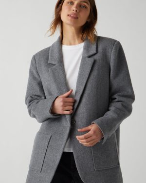 Velvet By Graham & Spencer Alamos Oversized Blazer In Grey - L | Roomy Patch Pockets