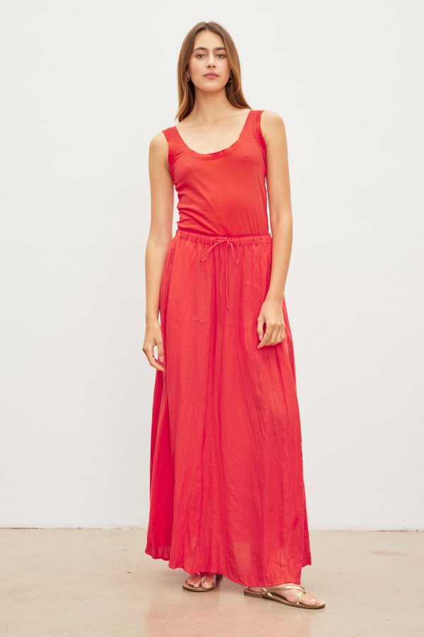 Velvet By Graham & Spencer Bailey Linen Maxi Skirt In Beige - Size M | Inseam Pockets