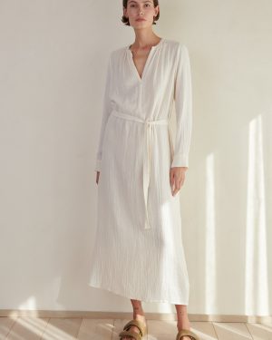 Velvet By Graham & Spencer Doheny Cotton Gauze Dress In White - L | 100% Cotton