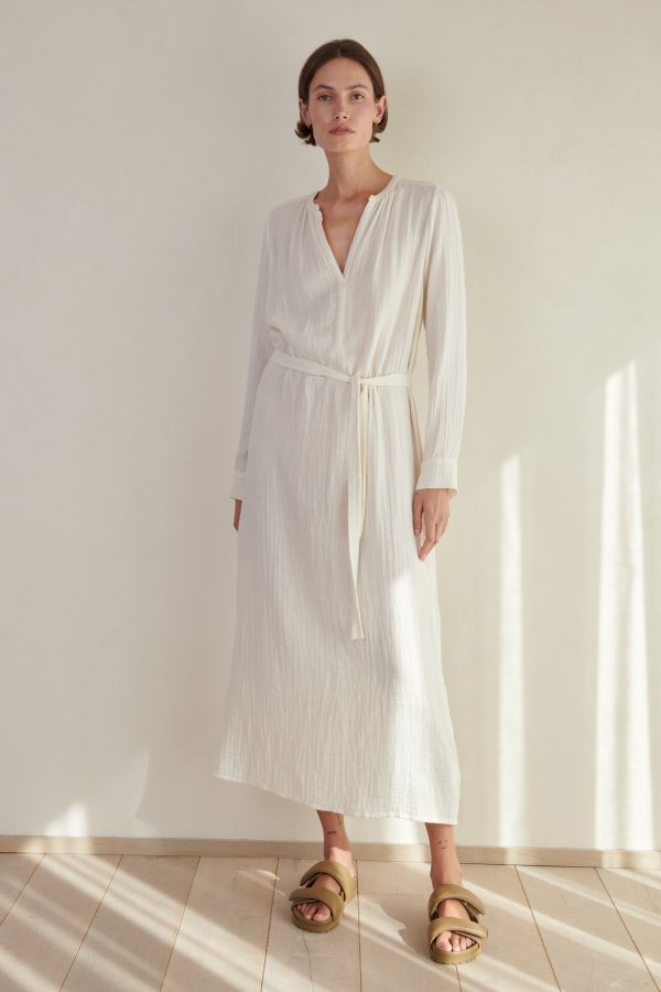 Velvet By Graham & Spencer Doheny Cotton Gauze Dress In White - L | 100% Cotton