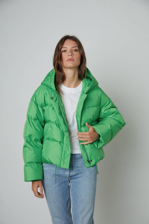 Velvet By Graham & Spencer Raylin Puffer Coat In Green - Large | Relaxed Fit | 100% Polyester