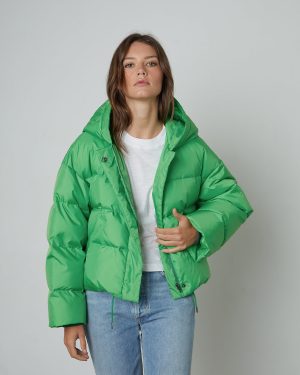 Velvet By Graham & Spencer Raylin Puffer Jacket In Green - Large | Relaxed Fit | 100% Polyester
