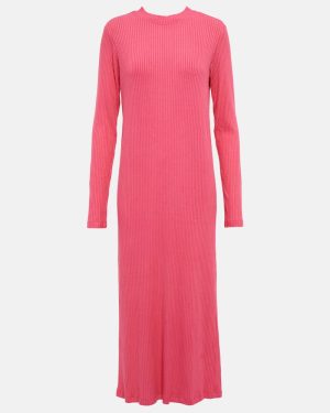 Velvet Ember ribbed-knit midi dress