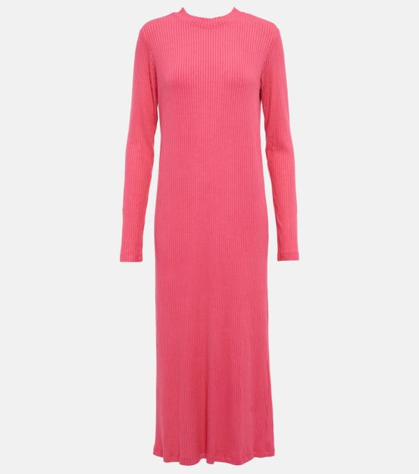 Velvet Ember ribbed-knit midi dress