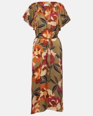 Velvet Francie printed satin midi dress