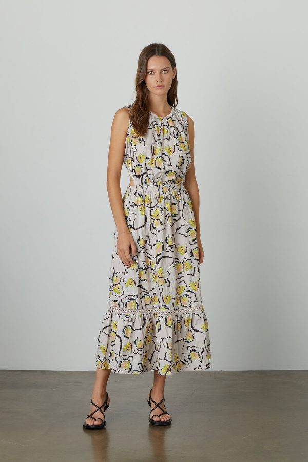 Velvet Tees Kamilla Printed Cut Out Dress Lilypad Size XL