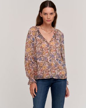 Velvet Tees Lexa Printed Blouse Buttercup Size XL