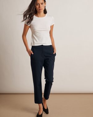 Velvet Tees Lisa Brenley Trousers In Navy - Size 6 | Cropped Leg