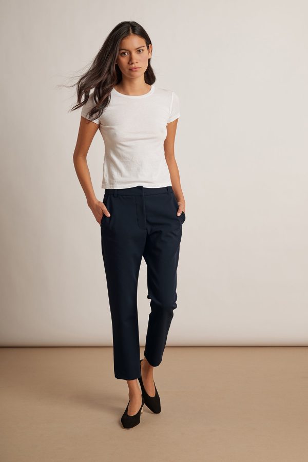 Velvet Tees Lisa Brenley Trousers In Navy - Size 6 | Cropped Leg