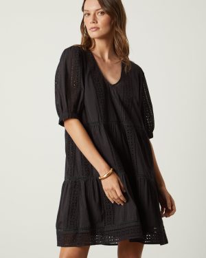 Velvet Tees Margaret Embroidered Cotton Dress Black Size XL