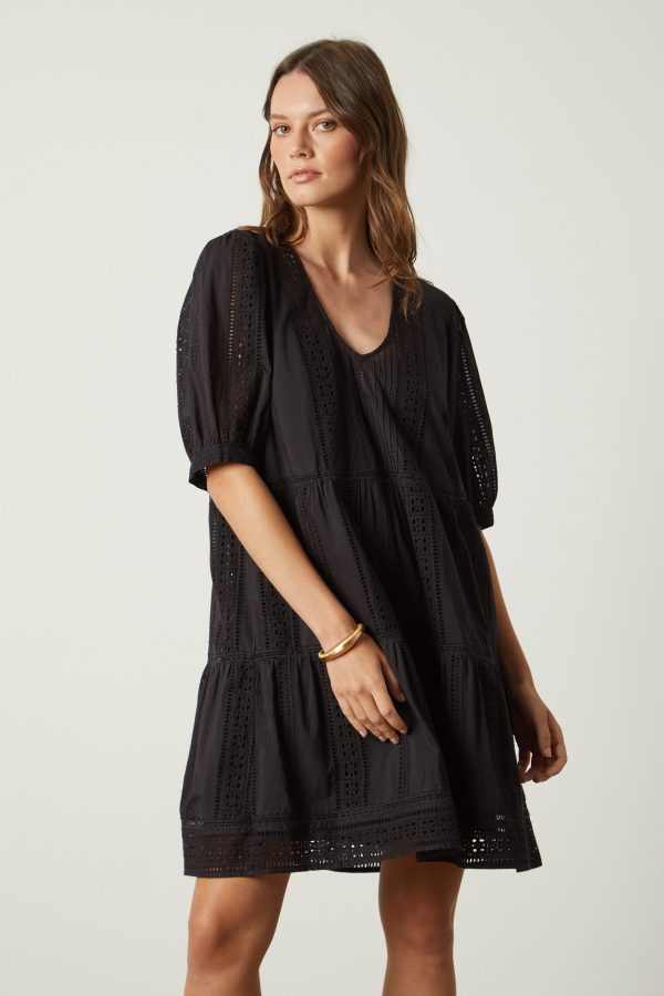 Velvet Tees Margaret Embroidered Cotton Dress Black Size XL
