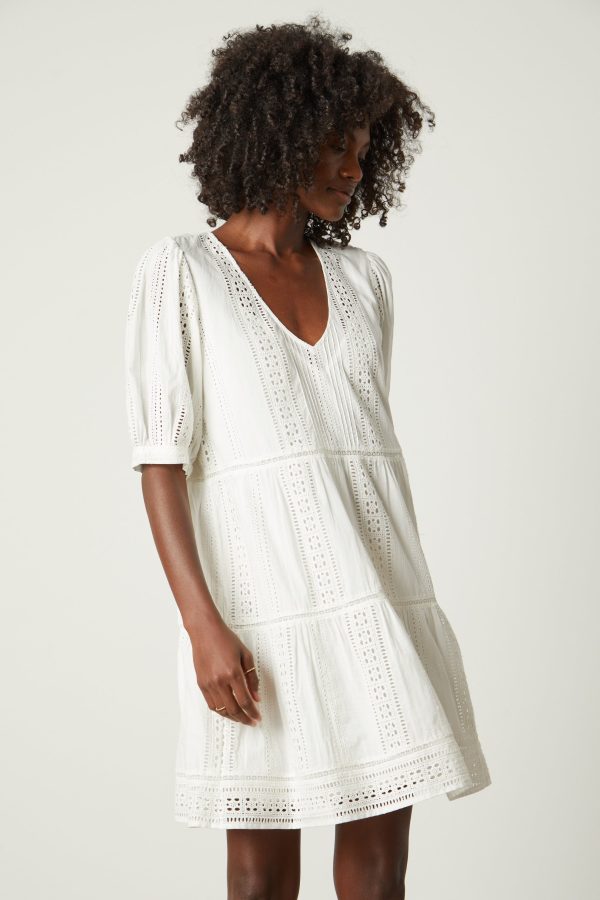 Velvet Tees Margaret Embroidered Cotton Dress Cream Size XL