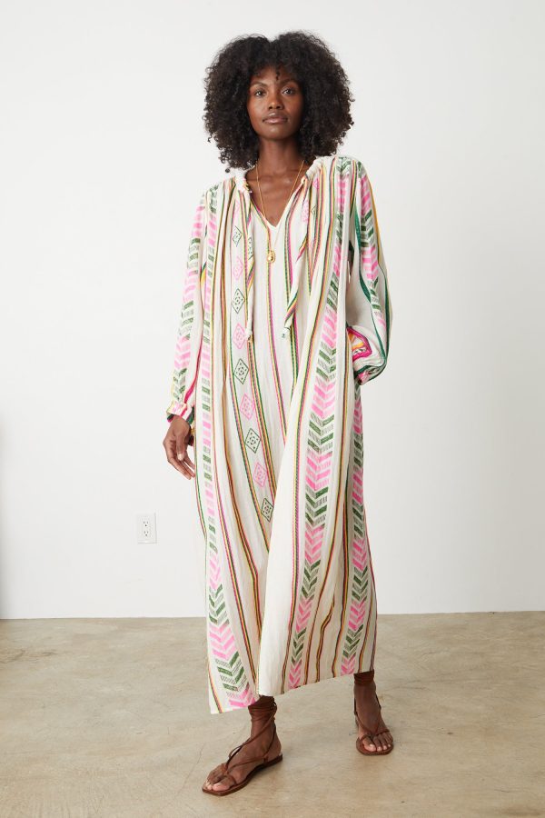 Velvet Tees Peyton Jacquard Dress In Multicolour - Size XL | 100% Cotton