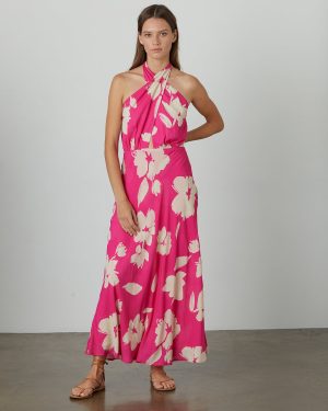 Velvet Tees Tatum Printed Halter Dress Caicos Size M