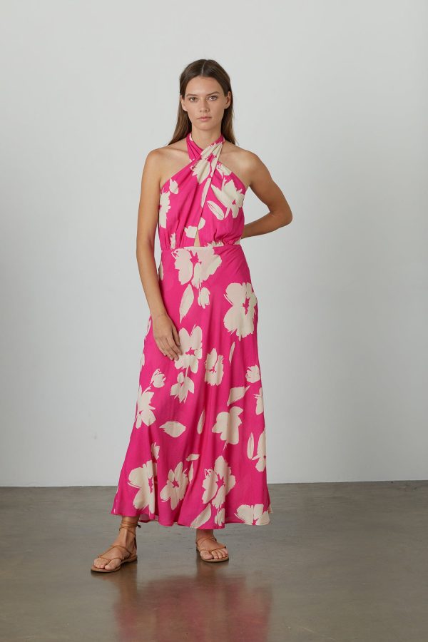 Velvet Tees Tatum Printed Halter Dress Caicos Size M