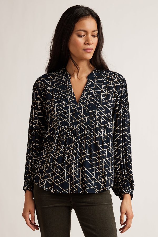 Velvet Tees Vivian Quilted Rayon Gauze Blouse Navy Size XL