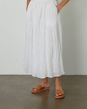 Velvet Tees Wynne Cotton Eyelet Maxi Skirt White Size XL