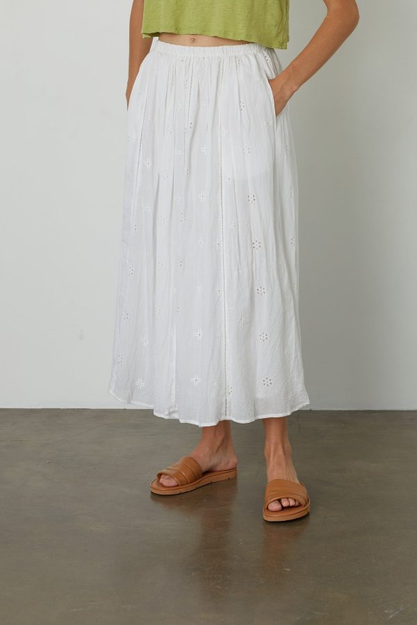 Velvet Tees Wynne Cotton Eyelet Maxi Skirt White Size XL