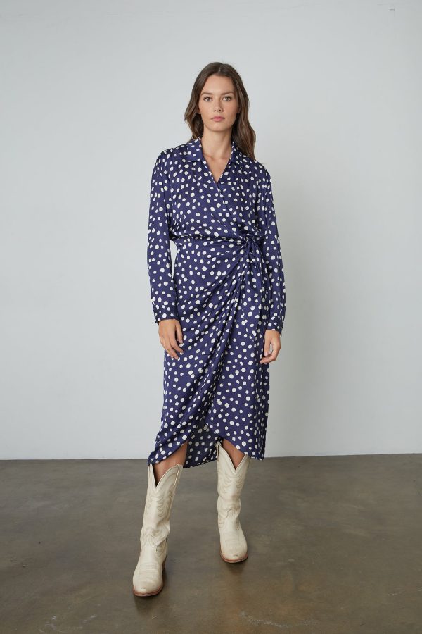 Velvet Tees Zendaya Polka Dot Wrap Dress Blue/White Size XS