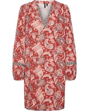 Vero Moda Long Sleeve Swing Dress - Red