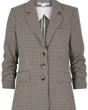 Veronica Beard Berkshire Houndstooth Woven Blazer - Black - 8