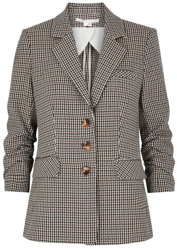 Veronica Beard Berkshire Houndstooth Woven Blazer - Black - 8