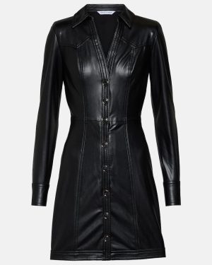 Veronica Beard Garrett faux leather shirt dress