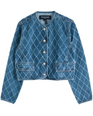 Veronica Beard Nolita Diamond Denim Jacket - Blue - XS (UK6 / XS)
