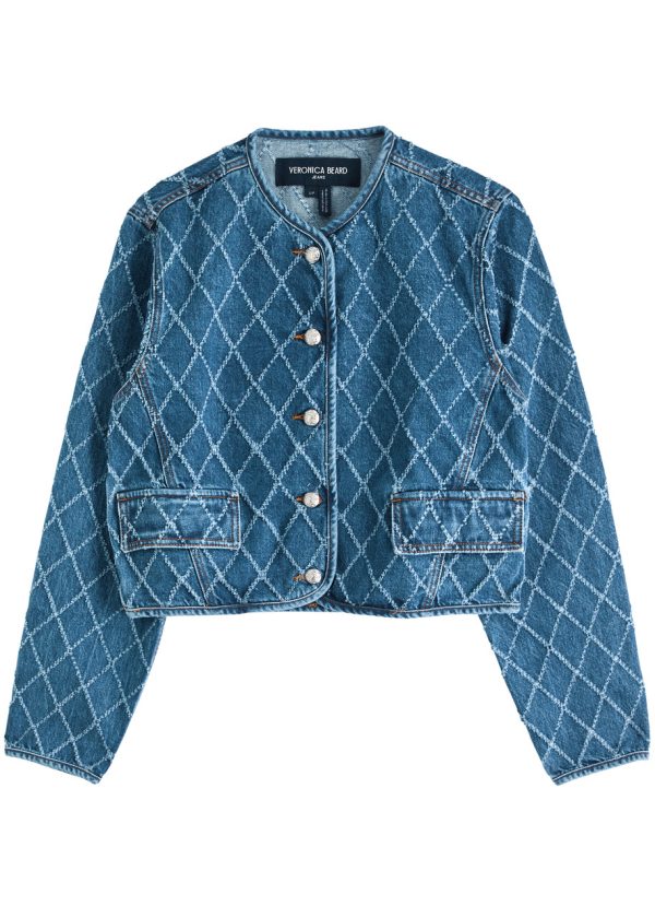 Veronica Beard Nolita Diamond Denim Jacket - Blue - XS (UK6 / XS)