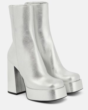 Versace Aevitas metallic leather platform ankle boots