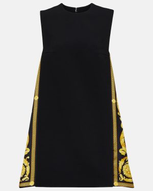 Versace Barocco crepe and twill shift dress