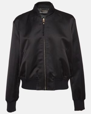 Versace Black Medusa Embroidered Satin Bomber Jacket M