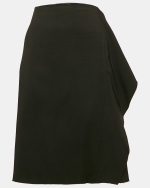 Versace Black Sateen Drape Detail Pencil Skirt L