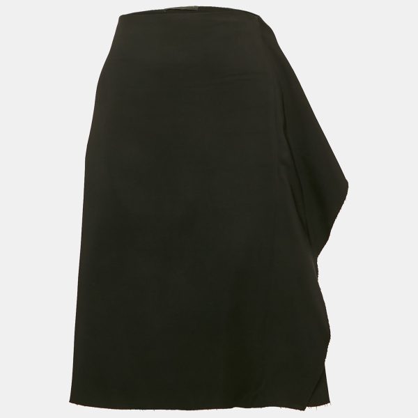 Versace Black Sateen Drape Detail Pencil Skirt L
