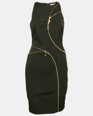 Versace Collection Black Stretch Crepe Zipper Detail Sheath Dress M