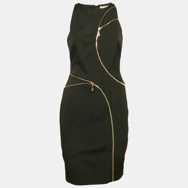 Versace Collection Black Stretch Crepe Zipper Detail Sheath Dress M