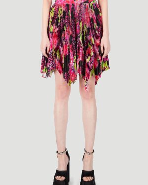 Versace Floral Logo Pleated Mini Skirt - Woman Skirts Pink It - 40