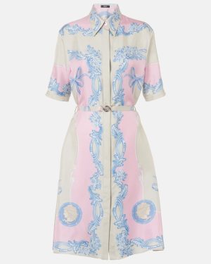 Versace Floral silk shirt dress