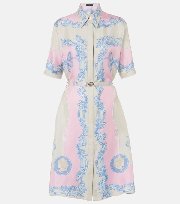 Versace Floral silk shirt dress
