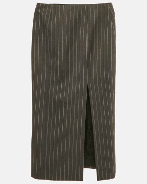 Versace Grey Pinstripe Wool Pencil Skirt S