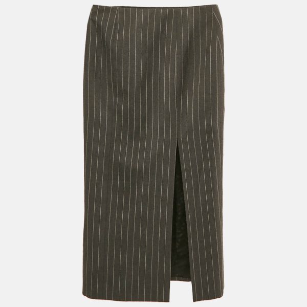 Versace Grey Pinstripe Wool Pencil Skirt S