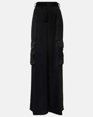 Versace High-rise wide-leg satin cargo pants