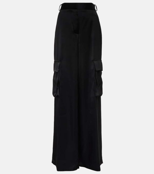 Versace High-rise wide-leg satin cargo pants
