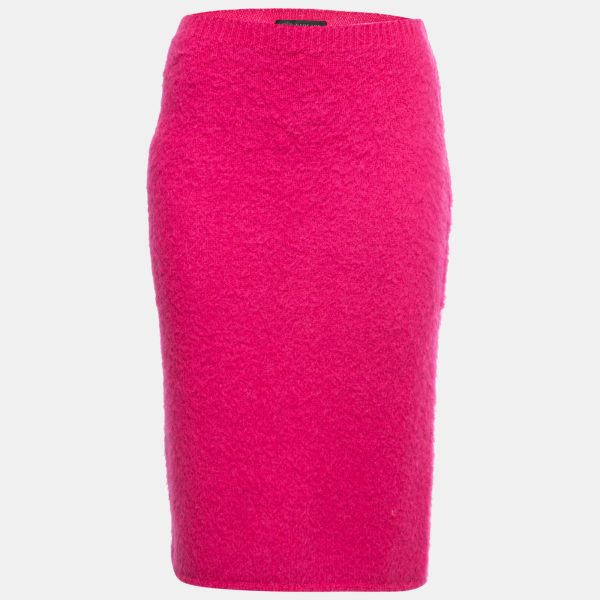Versace Hot Pink Mohair Blend Knit Pencil Skirt S