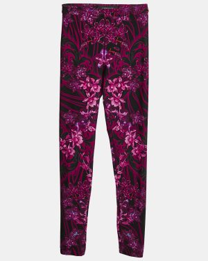 Versace Pink/Multicolor Printed Jersey Leggings S