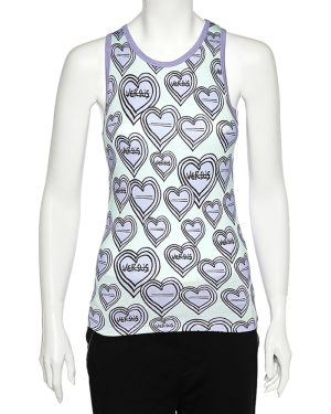 Versus Versace Purple & Green Heart Printed Knit Tank Top S