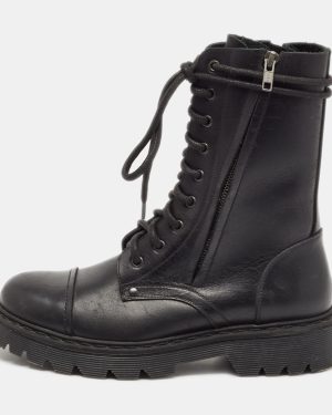 Vetements Black Leather Combat Boots Size 39